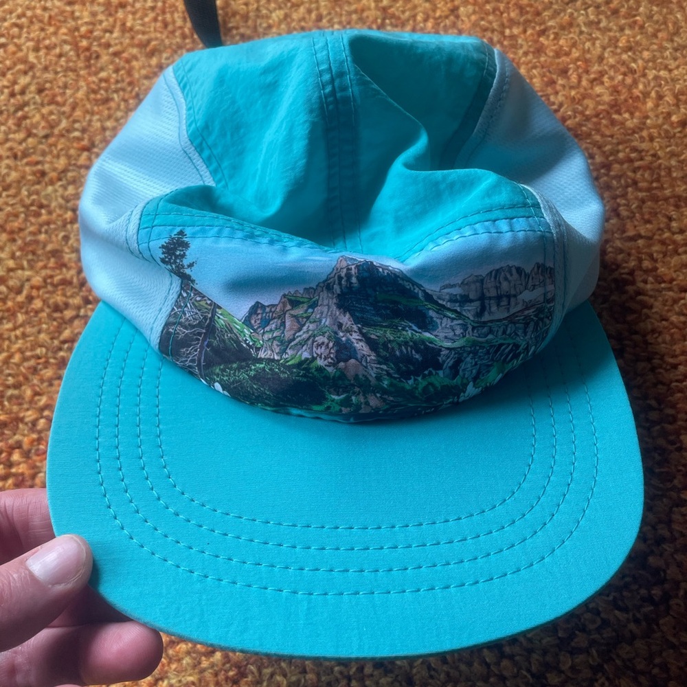 Turquoise Rachel Pohl Art Five Panel mesh lightweight & breathable cap! Perfect
